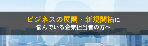 ビジネスの展開・新規開拓に悩んでいる企業担当者の方へ